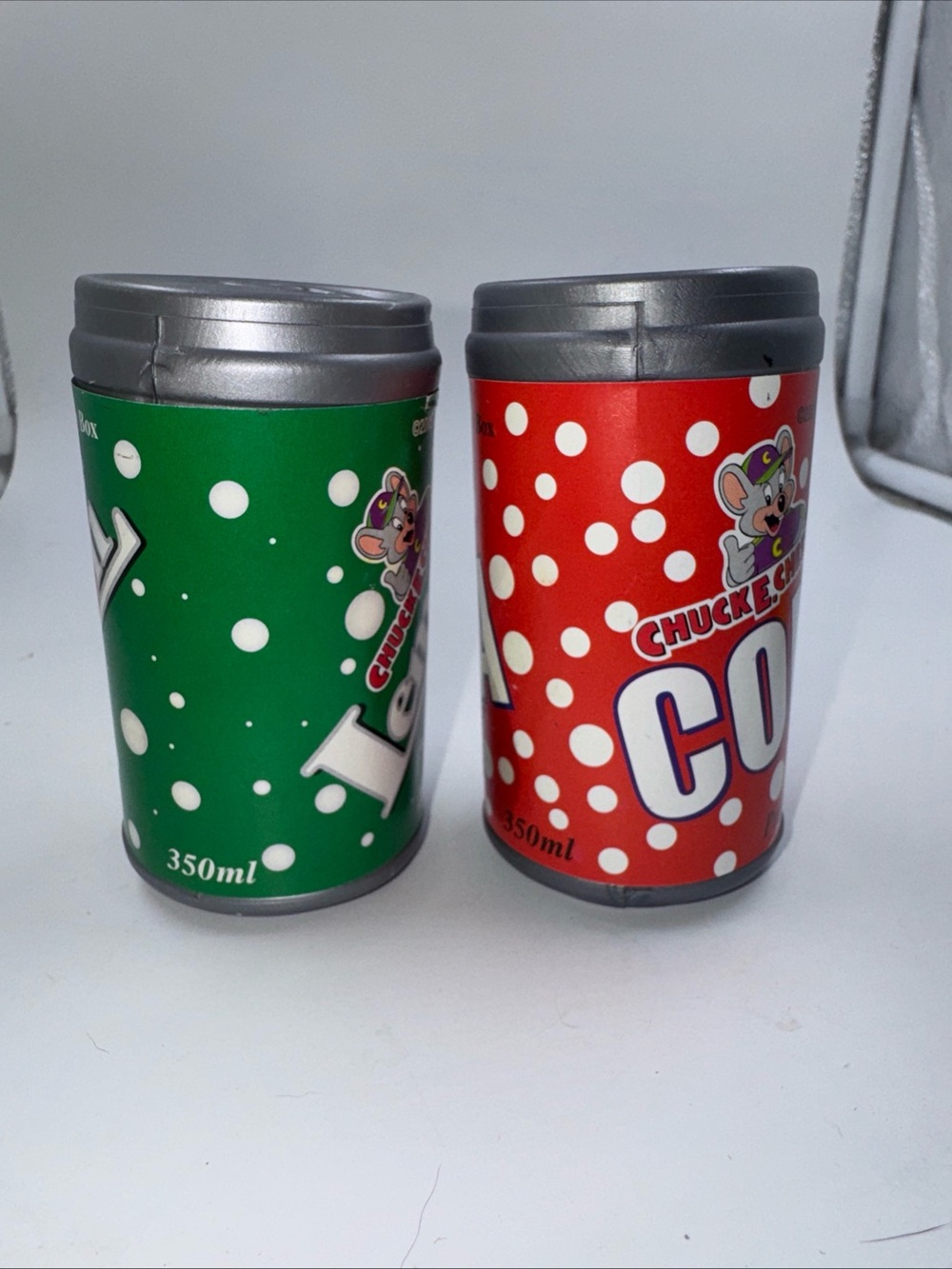 Chuck E Cheese 2005 Plastic Lemon & Cola Soda Can Toy About 3.5” Lot Of 2 - Picture 3 of 9